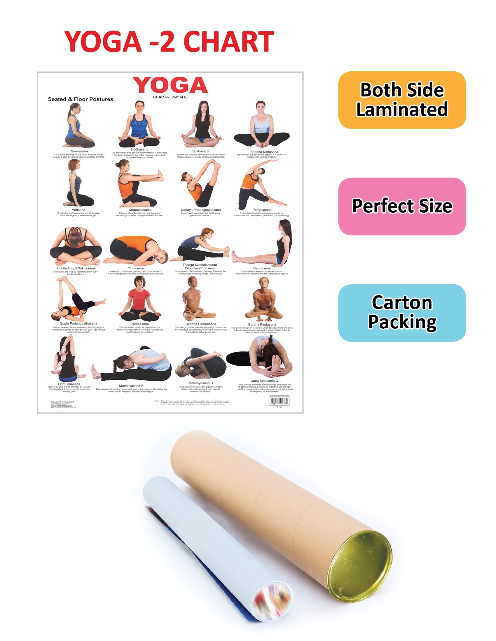 Dreamland Publications Yoga Chart - 2 : Children Reference Educational Laminated Chart - Distacart
