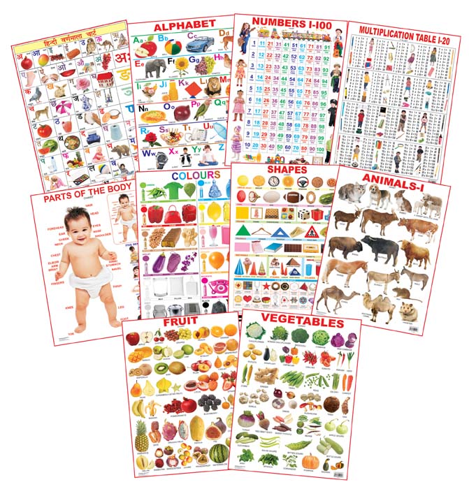 Dreamland Publications Educational Chart for Kids - Pre-School Chart pack (10 Titles) - Distacart