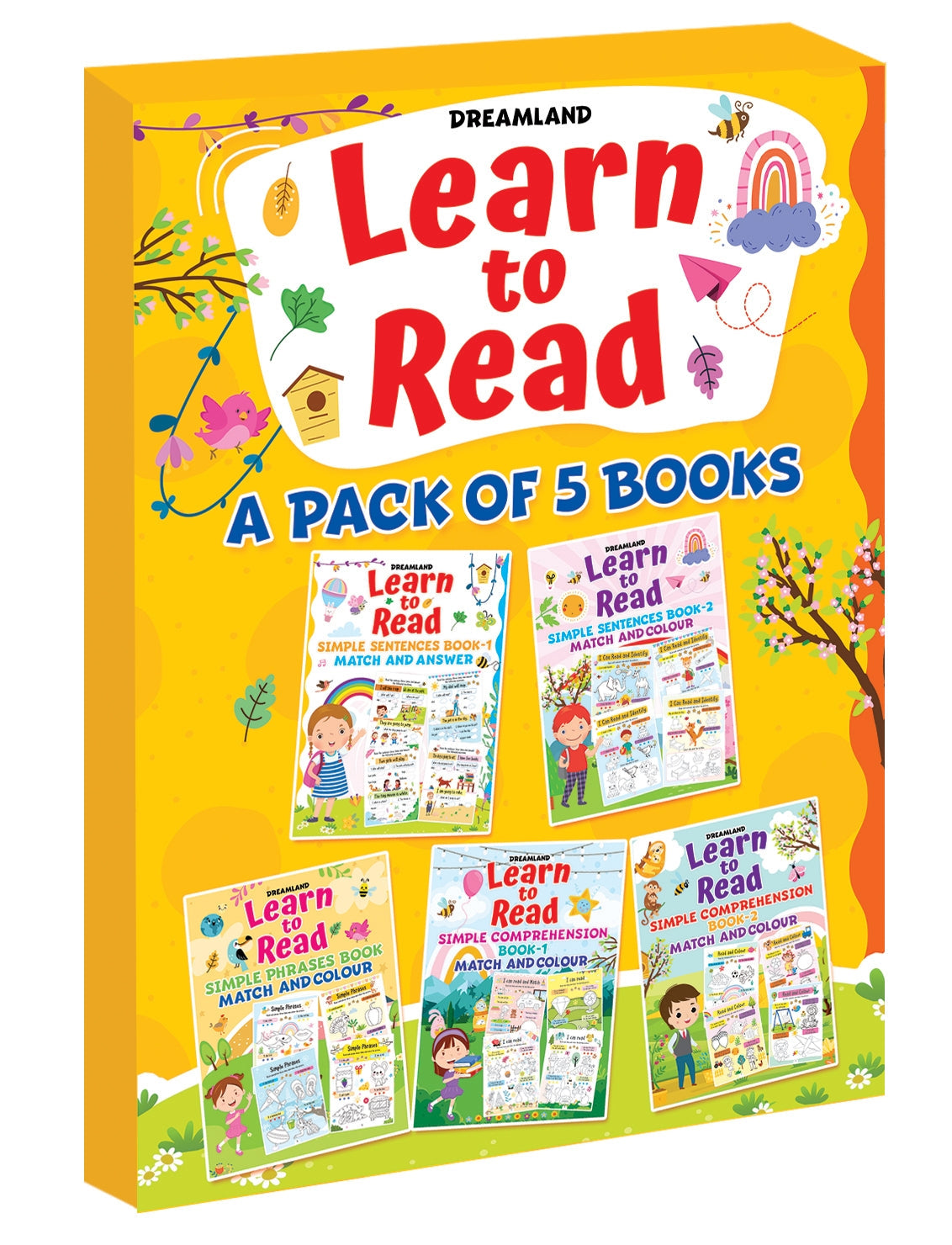 Dreamland Learn to Read- A Pack of 5 Books (Simple Sentences, Simple Phrase Book, Simple Comprehension) - Distacart