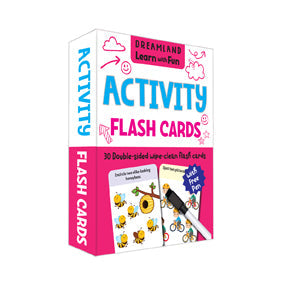 Dreamland Flash Cards Activity - 30 Double Sided Wipe Clean Flash Cards for Kids (With Free Pen) - Distacart