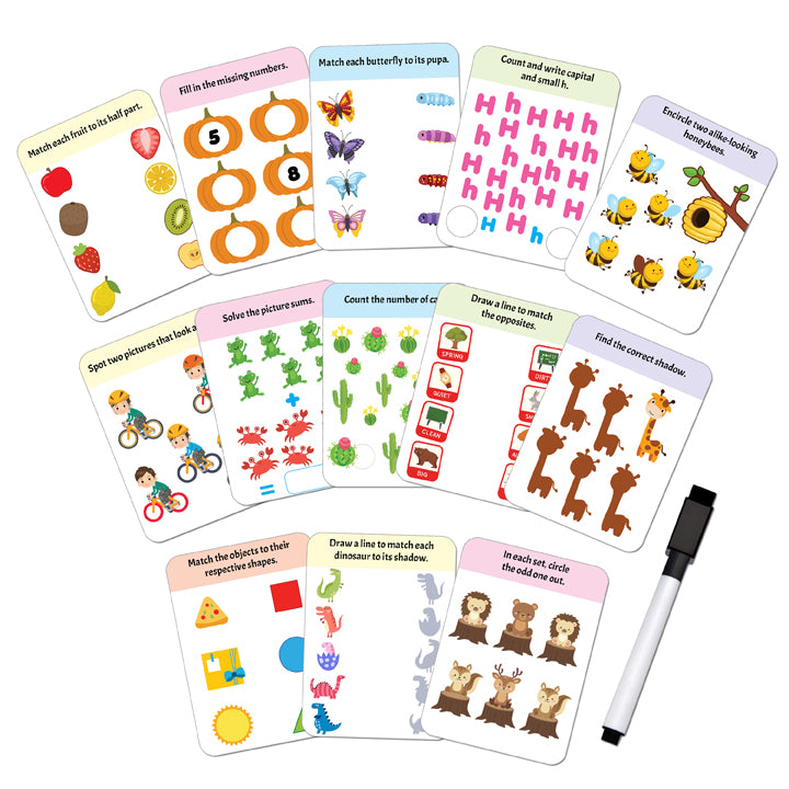 Dreamland Publications Flash Cards Activity - 30 Double Sided Wipe Clean Flash Cards for Kids (With Free Pen) - Distacart