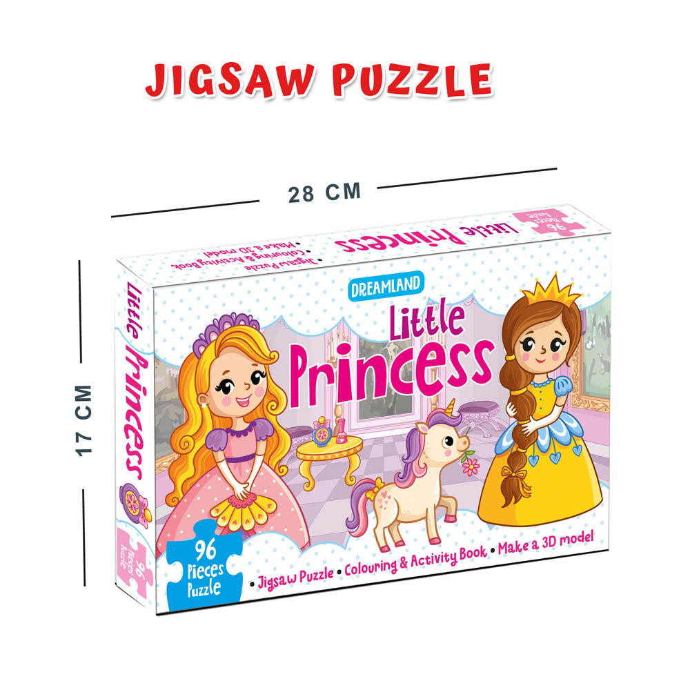 Dreamland Publications Little Princess Jigsaw Puzzle for Kids – 96 Pcs | With Colouring & Activity Book and 3D Model - Distacart