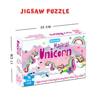 Thumbnail for Dreamland Publications Magical Unicorn Jigsaw Puzzle for Kids – 96 Pcs | With Colouring & Activity Book and 3D Model - Distacart