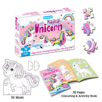 Thumbnail for Dreamland Publications Magical Unicorn Jigsaw Puzzle for Kids – 96 Pcs | With Colouring & Activity Book and 3D Model - Distacart
