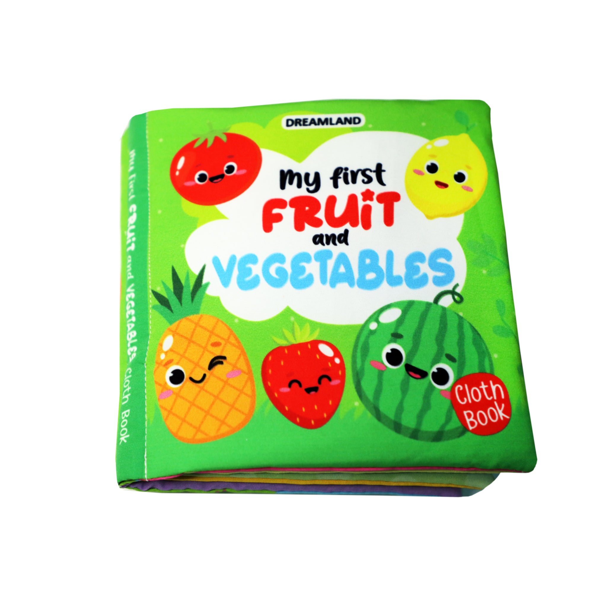 Dreamland Publications Baby My First Cloth Book Fruit and Vegetables with Squeaker and Crinkle Paper, Non-Toxic Early Educational Toy for Toddler, Infants - Distacart