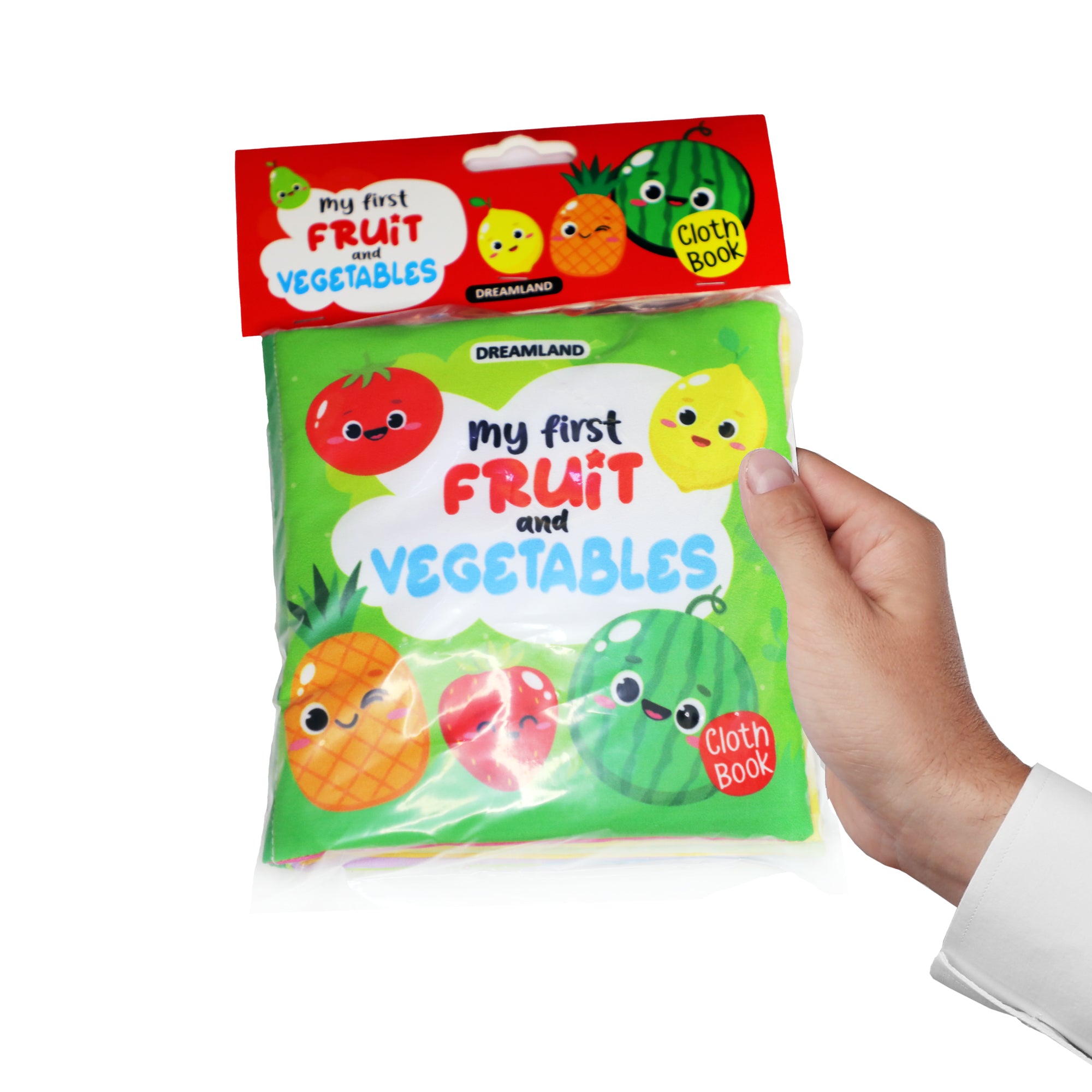 Dreamland Publications Baby My First Cloth Book Fruit and Vegetables with Squeaker and Crinkle Paper, Non-Toxic Early Educational Toy for Toddler, Infants - Distacart