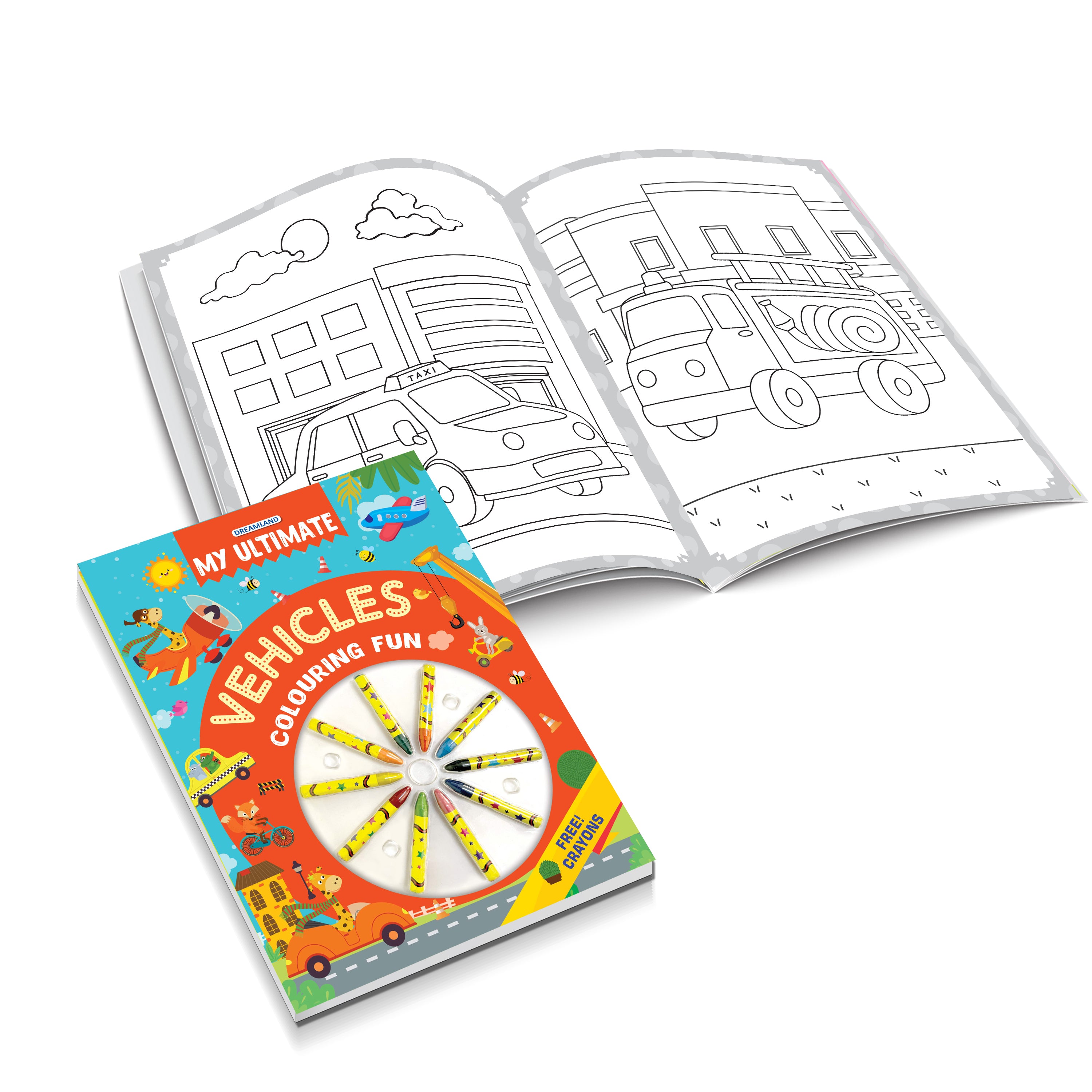 Dreamland Publications My Ultimate Vehicles Colouring Fun Book with Free Crayons : Children's Colouring Book - Distacart