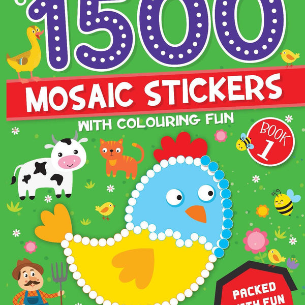 Dreamland Publications 1500 Mosaic Stickers Book 1 with Colouring Fun - Sticker Book for Kids Age 4 - 8 years - Distacart