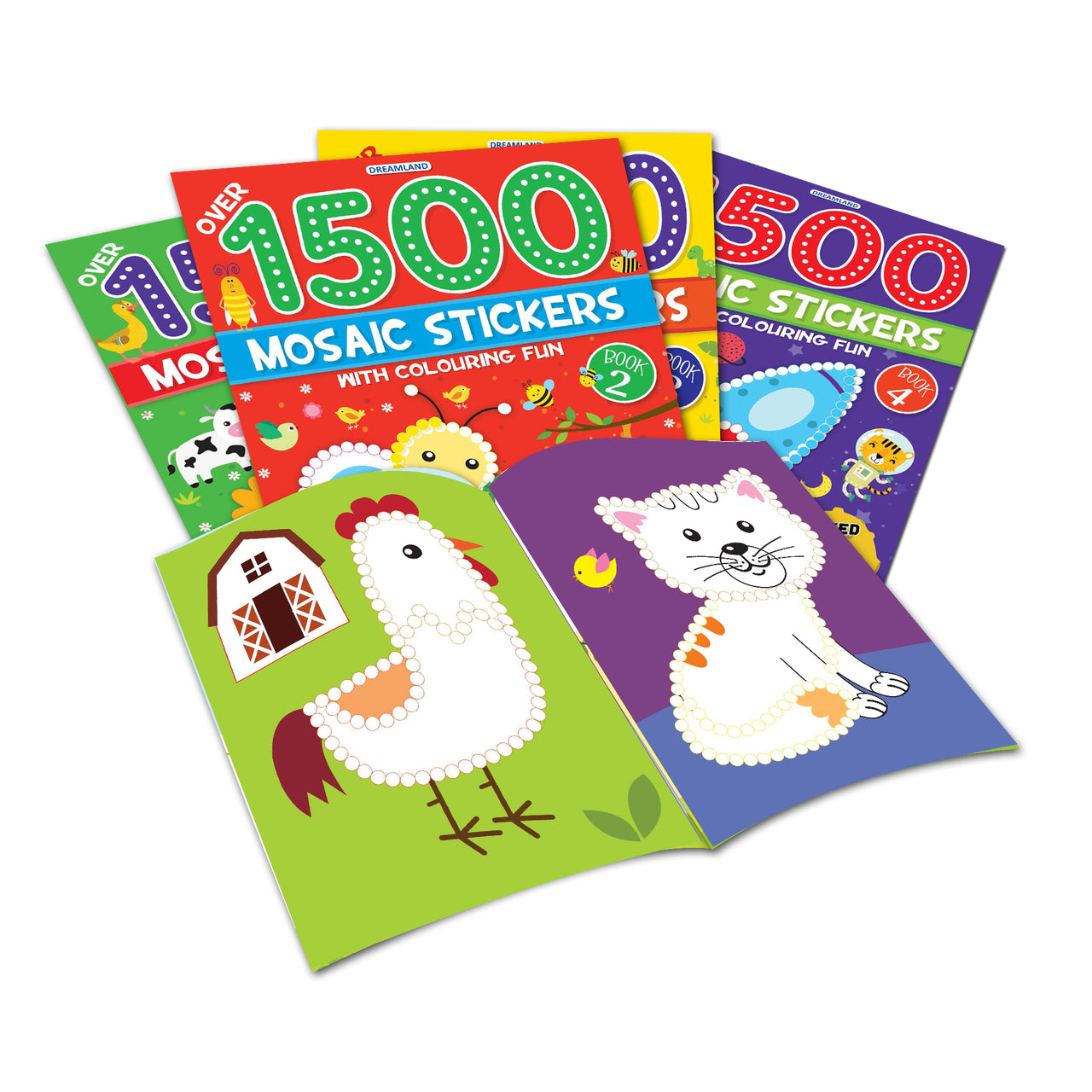Dreamland Publications 1500 Mosaic Stickers Book 2 with Colouring Fun - Sticker Book for Kids Age 4 - 8 years - Distacart