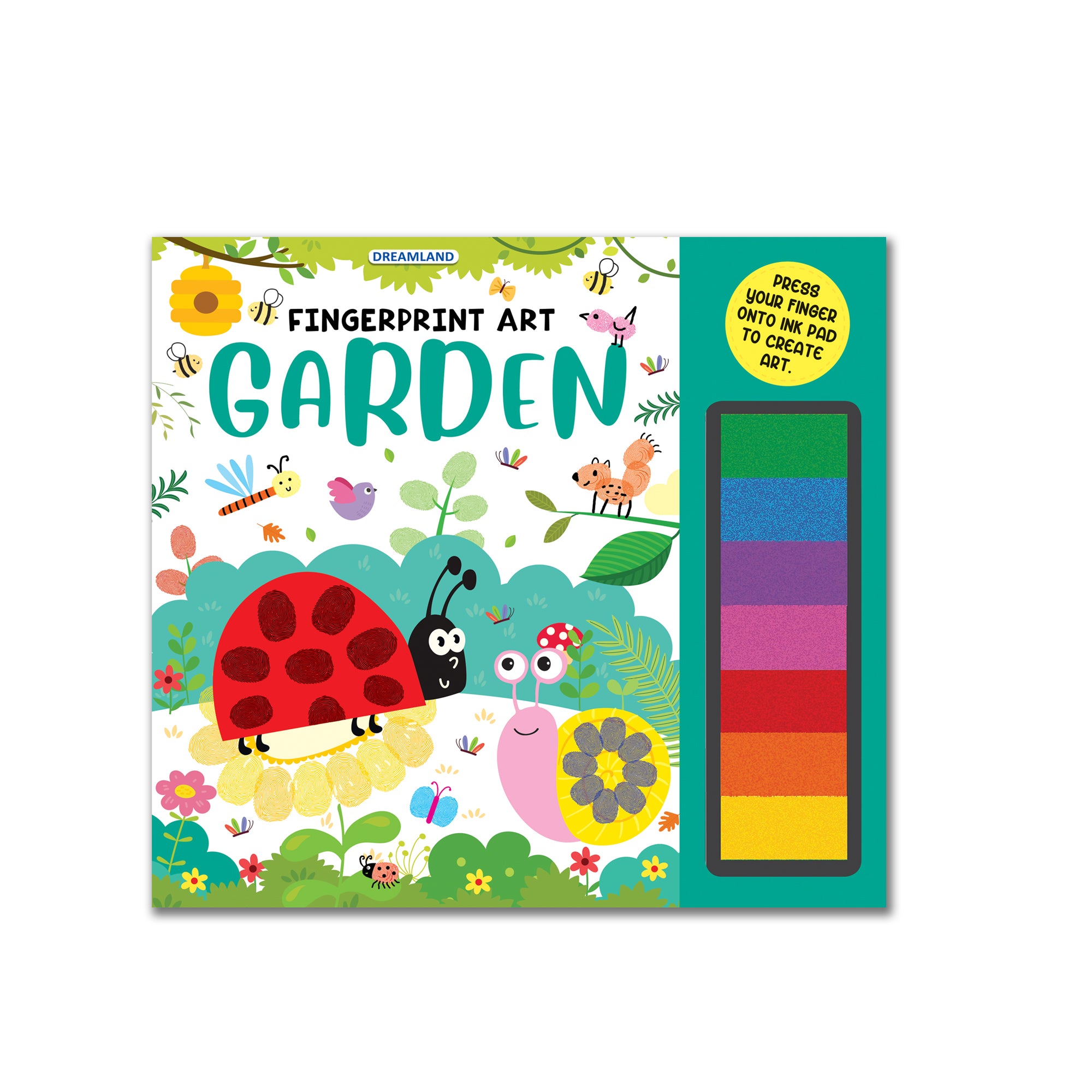 Dreamland Publications Fingerprint Art Activity Book for Children - Garden with Thumbprint Gadget - Distacart