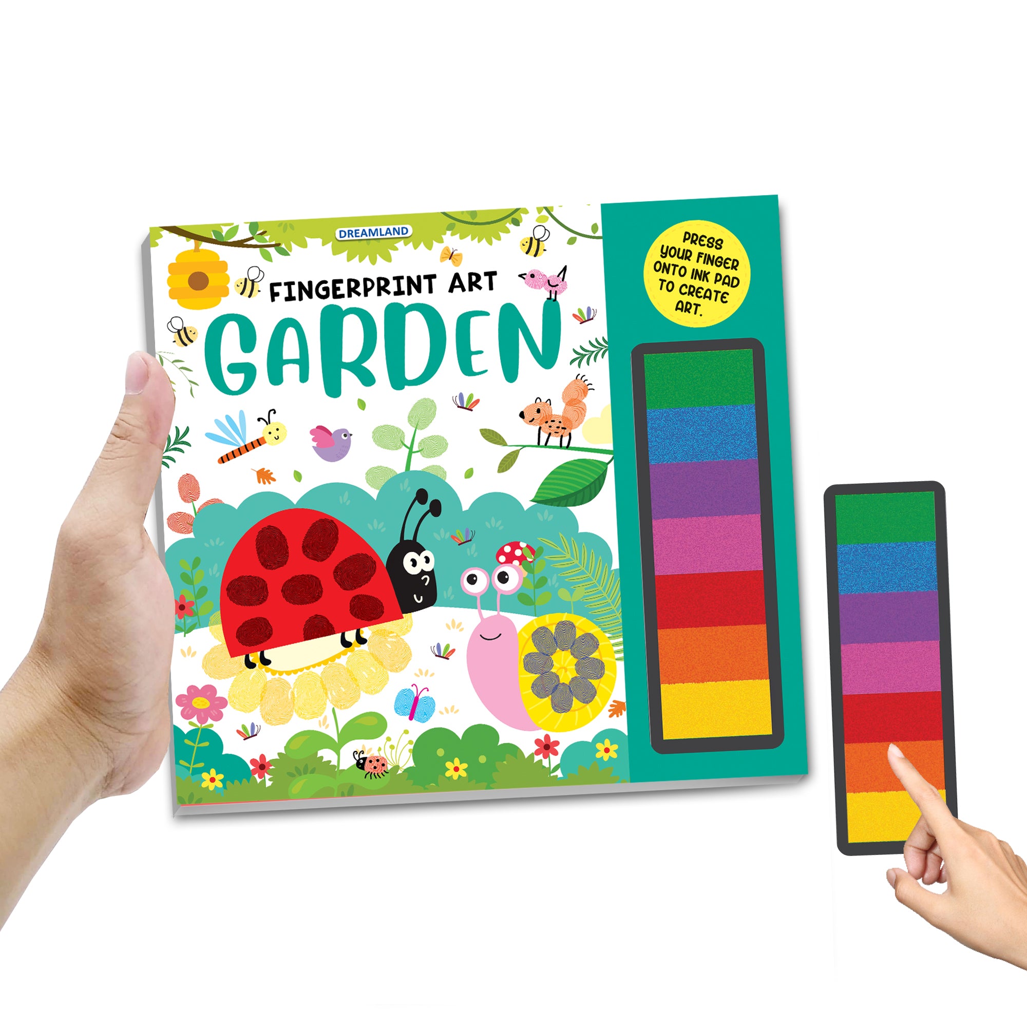 Dreamland Publications Fingerprint Art Activity Book for Children - Garden with Thumbprint Gadget - Distacart