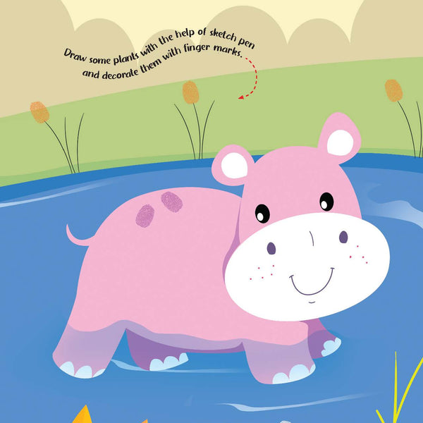 Dreamland Publications Fingerprint Art Activity Book for Children - Jungle with Thumbprint Gadget - Distacart