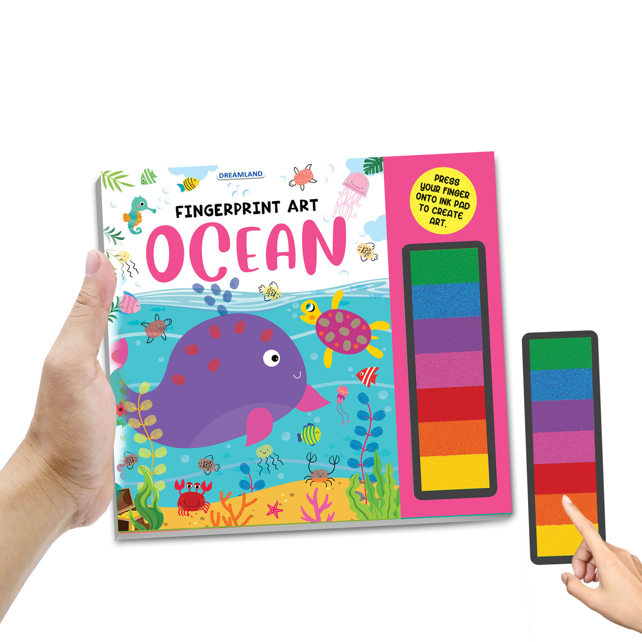 Dreamland Publications Fingerprint Art Activity Book for Children - Ocean with Thumbprint Gadget - Distacart