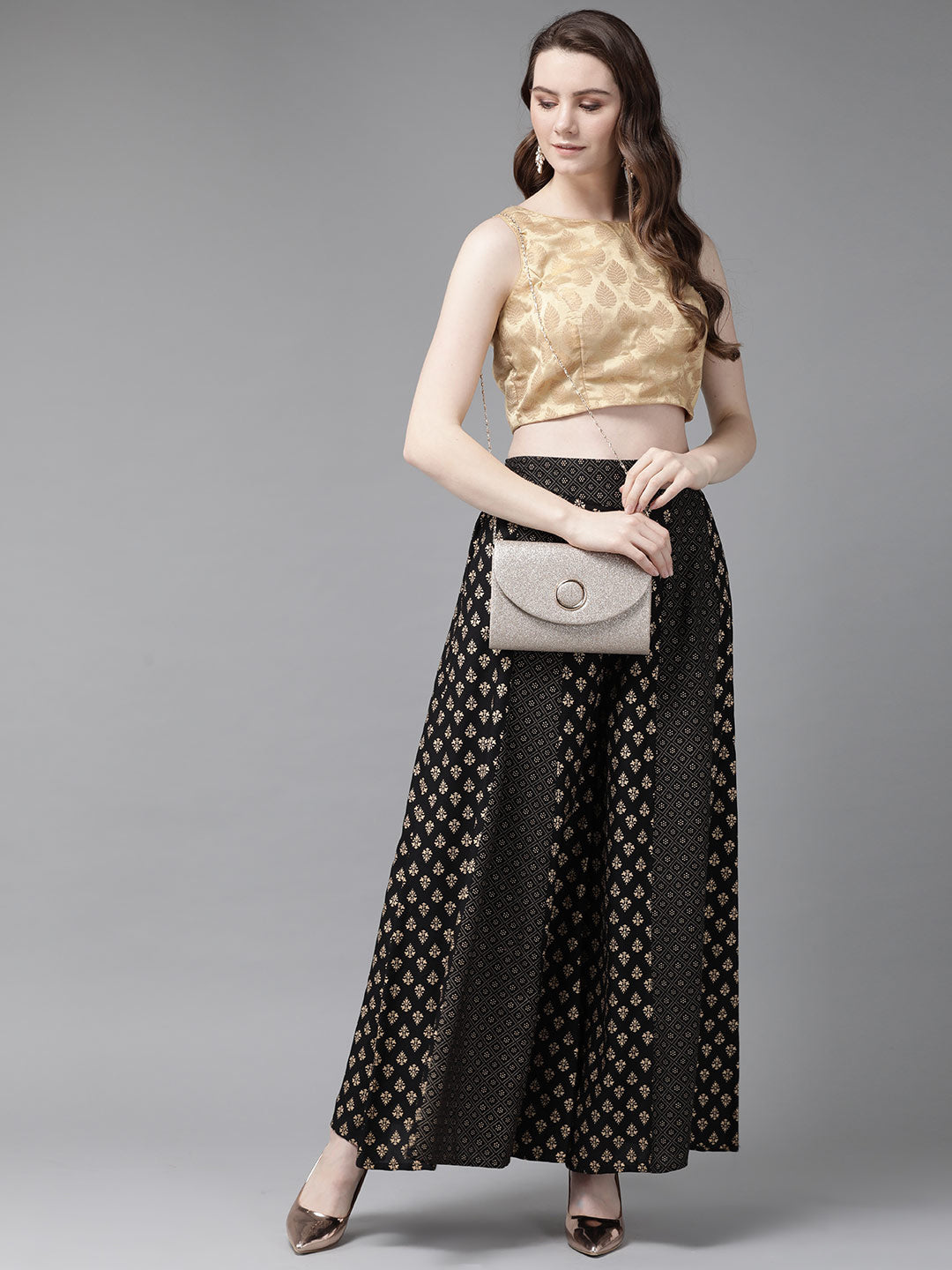 Juniper Women Black Rayon Printed Flared Palazzo - Distacart