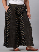 Thumbnail for Juniper Women's Black Rayon Printed Flared Palazzo - Distacart