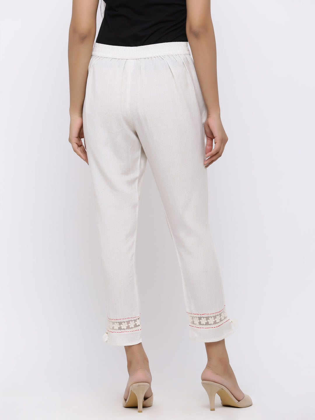 Juniper Women White Rayon Flex Solid Slim Fit Pant/Slim Pant - Distacart