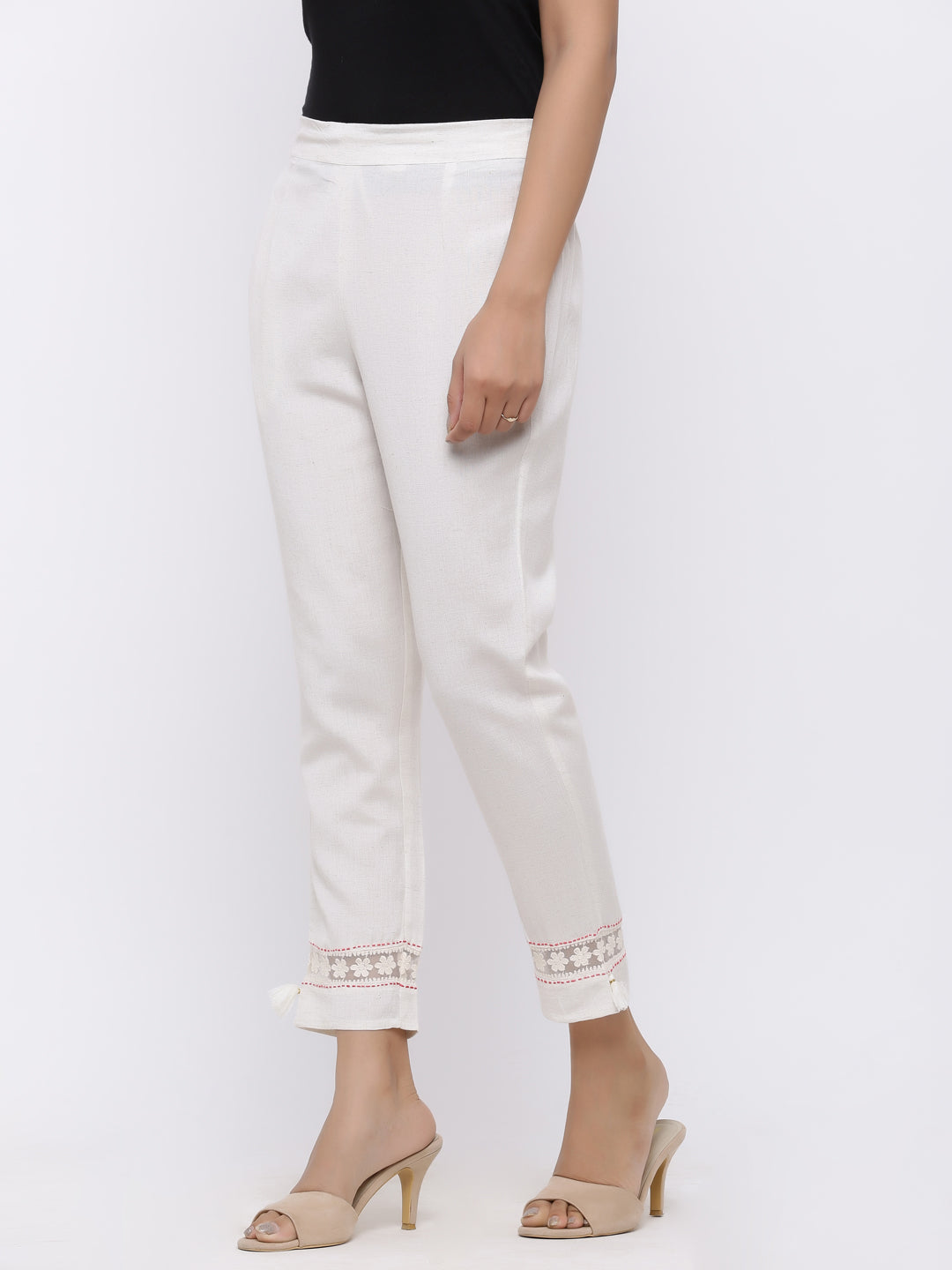 Juniper Women White Rayon Flex Solid Slim Fit Pant/Slim Pant - Distacart
