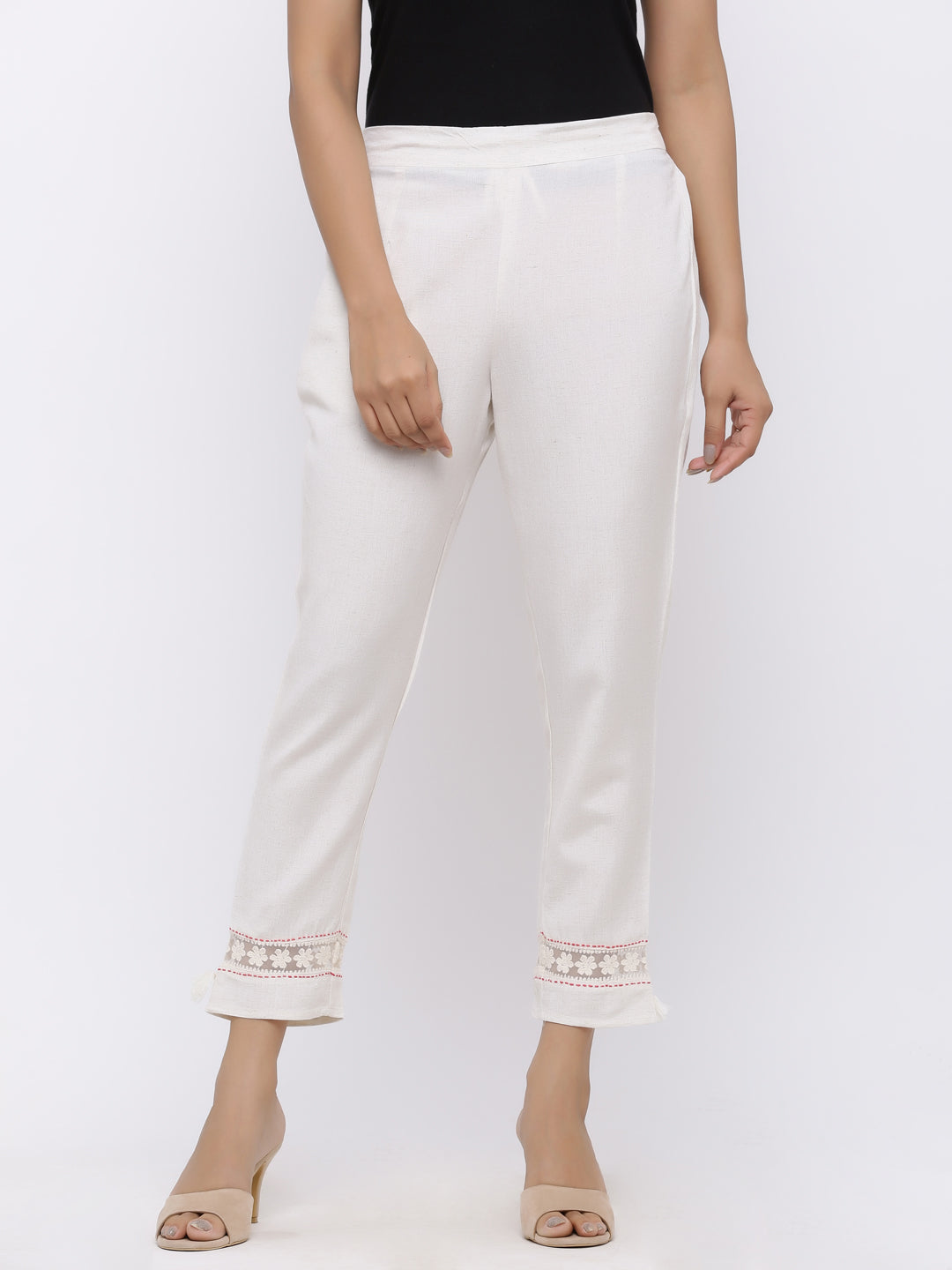 Juniper Women White Rayon Flex Solid Slim Fit Pant/Slim Pant - Distacart