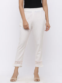 Thumbnail for Juniper Women White Rayon Flex Solid Slim Fit Pant/Slim Pant - Distacart