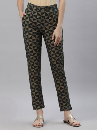 Juniper Women's Jadegreen Cotton flex Printed Straight Pant - Distacart