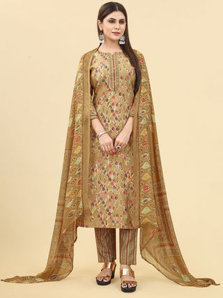 Kalini Ethnic Motif Printed Notched Neck Gotta Patti Kurta With Trousers & Dupatta - Distacart
