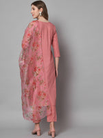 Thumbnail for Kalini Ethnic Motifs Yoke Design Thread Work Kurta with Trousers & With Dupatta - Distacart