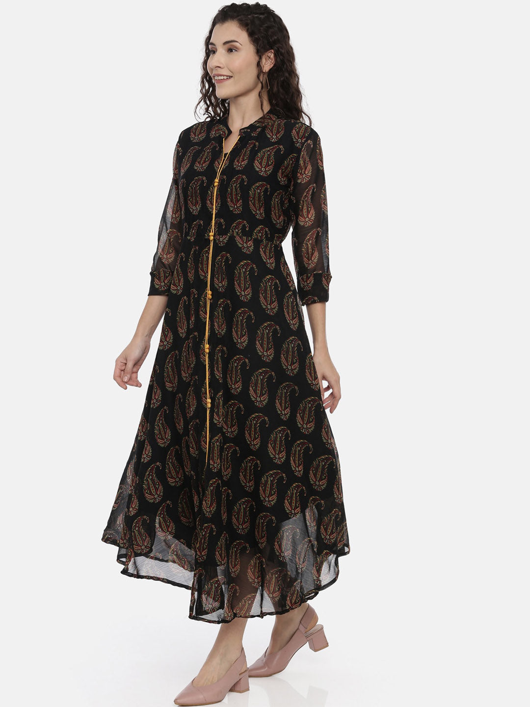 Souchii Women Black Printed A-Line Dress - Distacart
