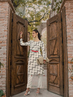 Thumbnail for Sangria Women Checked Kurta with Tassel Detailing - Distacart