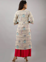 Thumbnail for Kalini Women Beige & Blue Ikat Printed Cotton Straight Kurta - Distacart