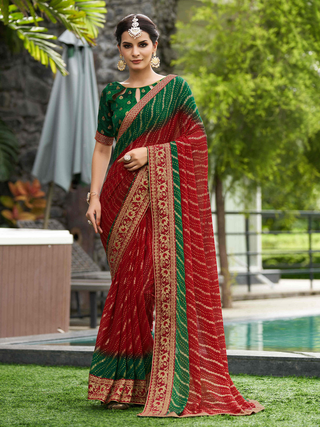 Mitera Ethnic Motifs PrintedZari Pure Georgette Saree - Distacart