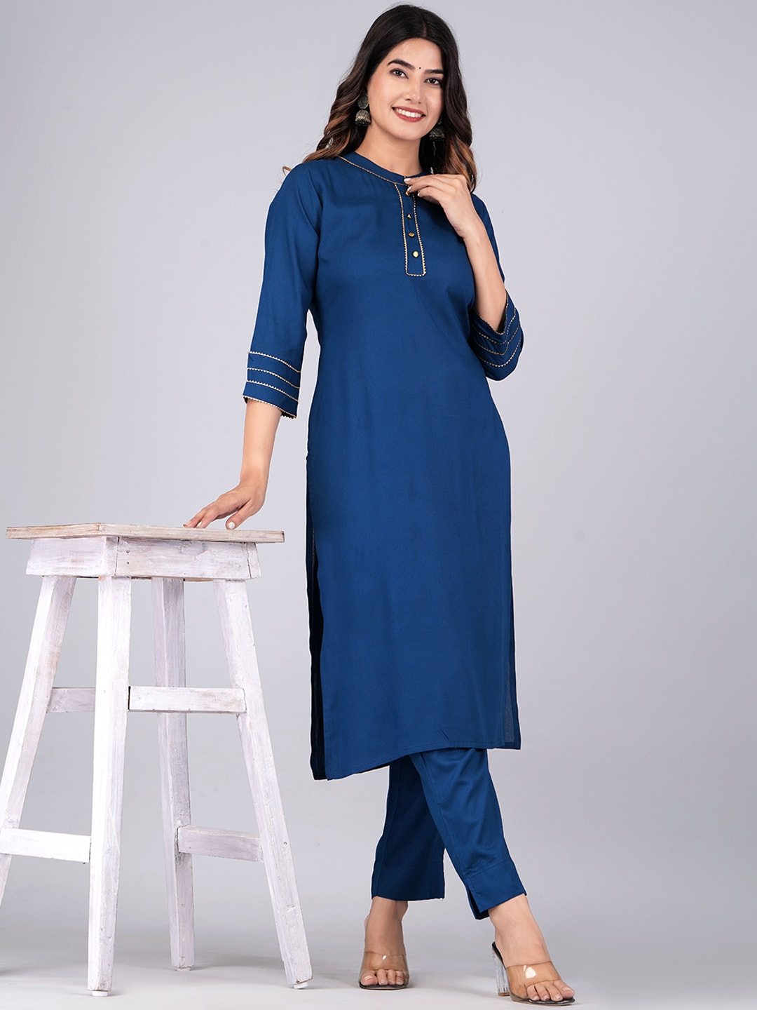 Kalini Regular Gotta Patti Kurta With Trousers - Distacart