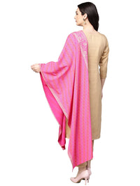 Thumbnail for Ahalyaa Women's Faux Silk Kurta Pant Set with Traditional Bandhini Print Dupatta