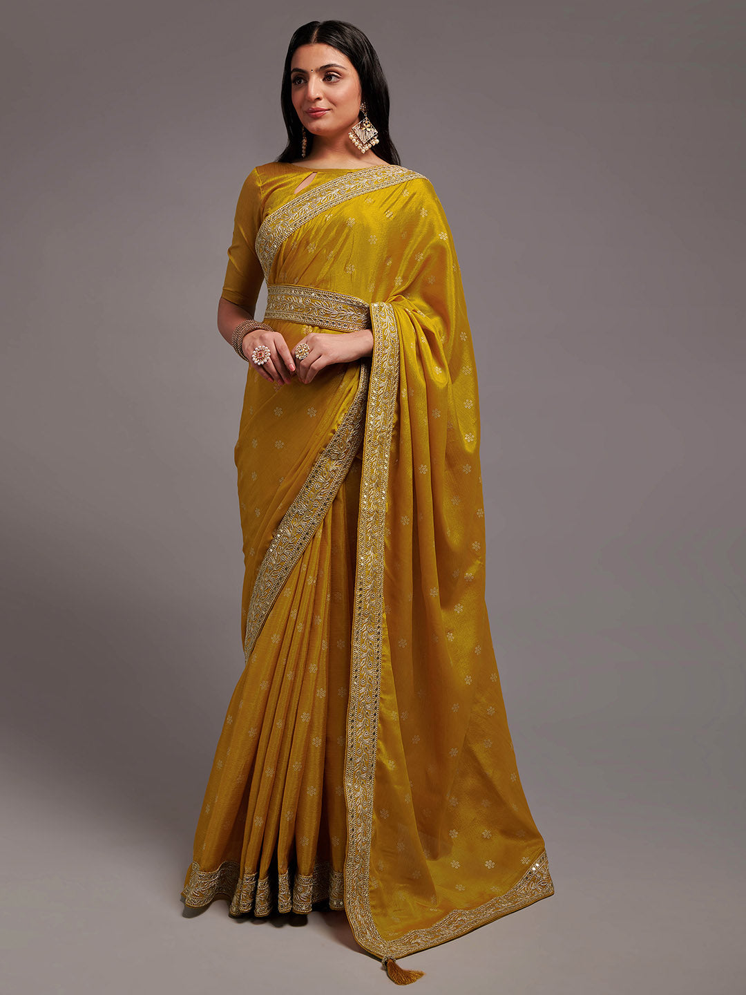 Kalini Floral Embroidered Saree - Distacart