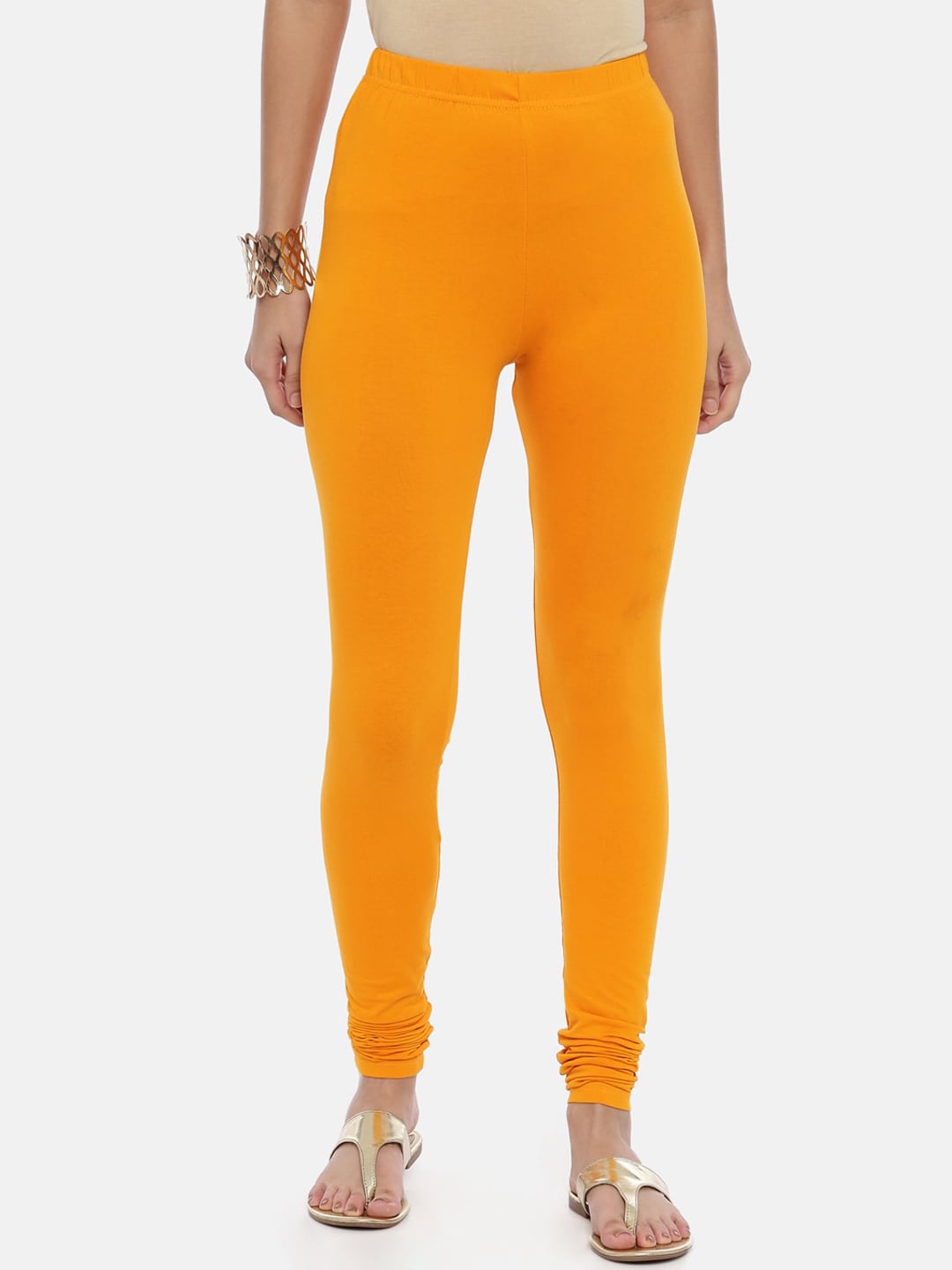Souchii Mustard Yellow Solid Slim-Fit Churidar-Length Leggings - Distacart