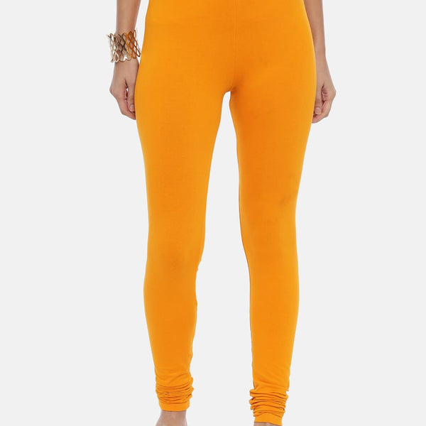 Souchii Mustard Yellow Solid Slim-Fit Churidar-Length Leggings - Distacart