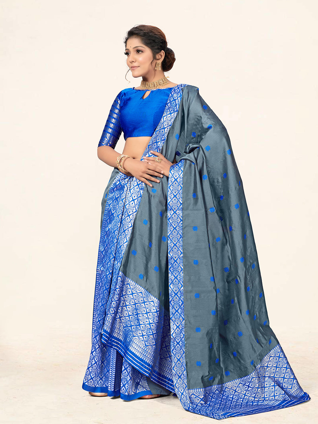 Kalini Woven Design Zari Mekla Chador Banarasi Saree - Distacart