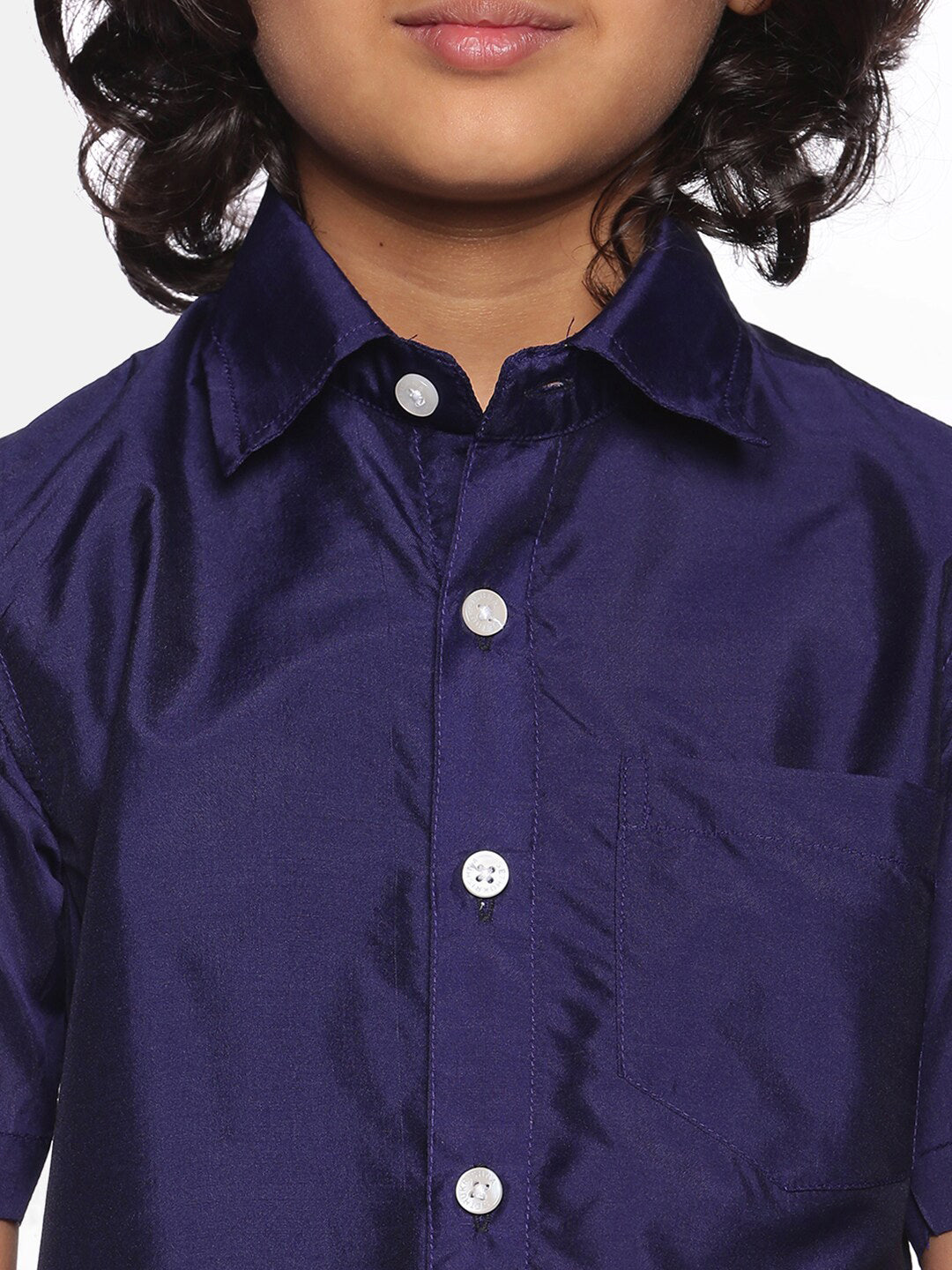 Sethukrishna Boys Navy Blue Shirt With Readymade Dhoti - Distacart