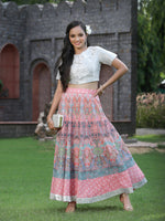 Thumbnail for Juniper Women's Pink Poly Muslin Embroidered Flared Lehenga Choli - Distacart