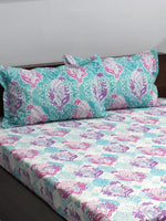 Thumbnail for BOMBAY DYEING Pink & Blue Ethnic Motifs Cotton 110 TC Queen Bedsheet With 2 Pillow Covers - Distacart