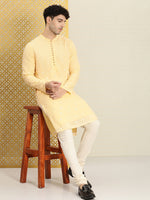 Thumbnail for House of Pataudi Men Embroidered Sequined Floral Jashn Kurta - Distacart