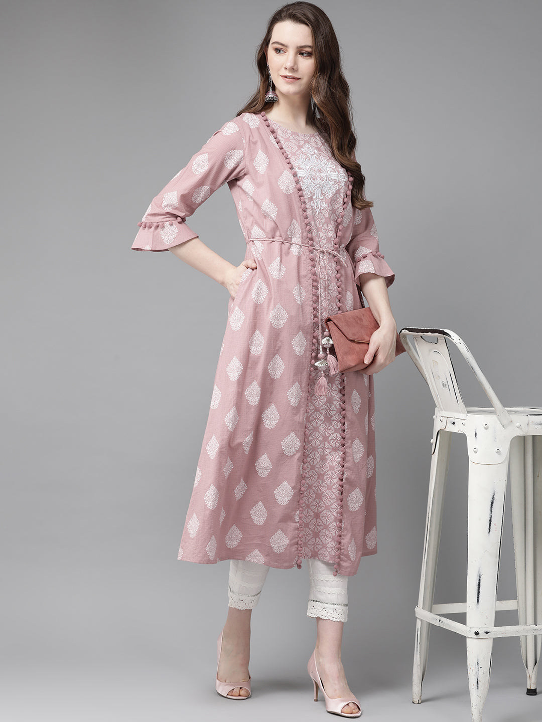 Juniper Womens Pink Cambric Double Layered Kurta - Distacart