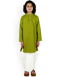 Thumbnail for Sethukrishna Boys Green Pure Cotton Kurta with Dhoti Pant Set - Distacart