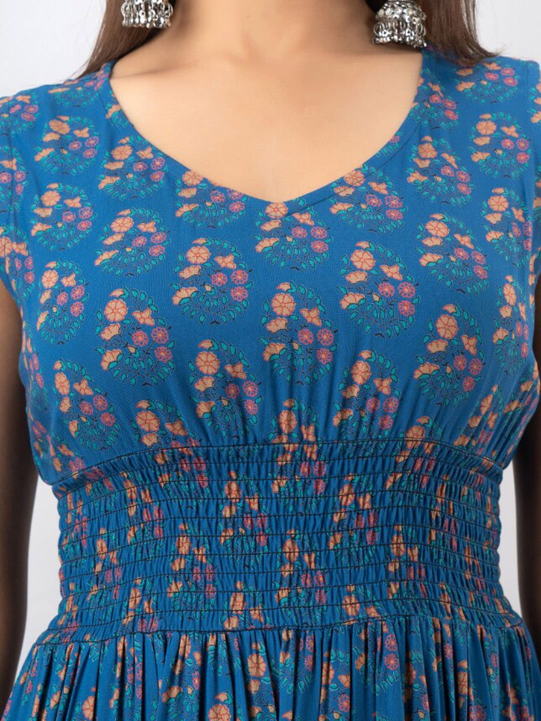 Kalini Women Blue & Pink Floral Anarkali Kurta - Distacart