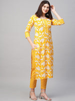 Thumbnail for Kalini Floral Printed Straight Kurta With Trousers - Distacart
