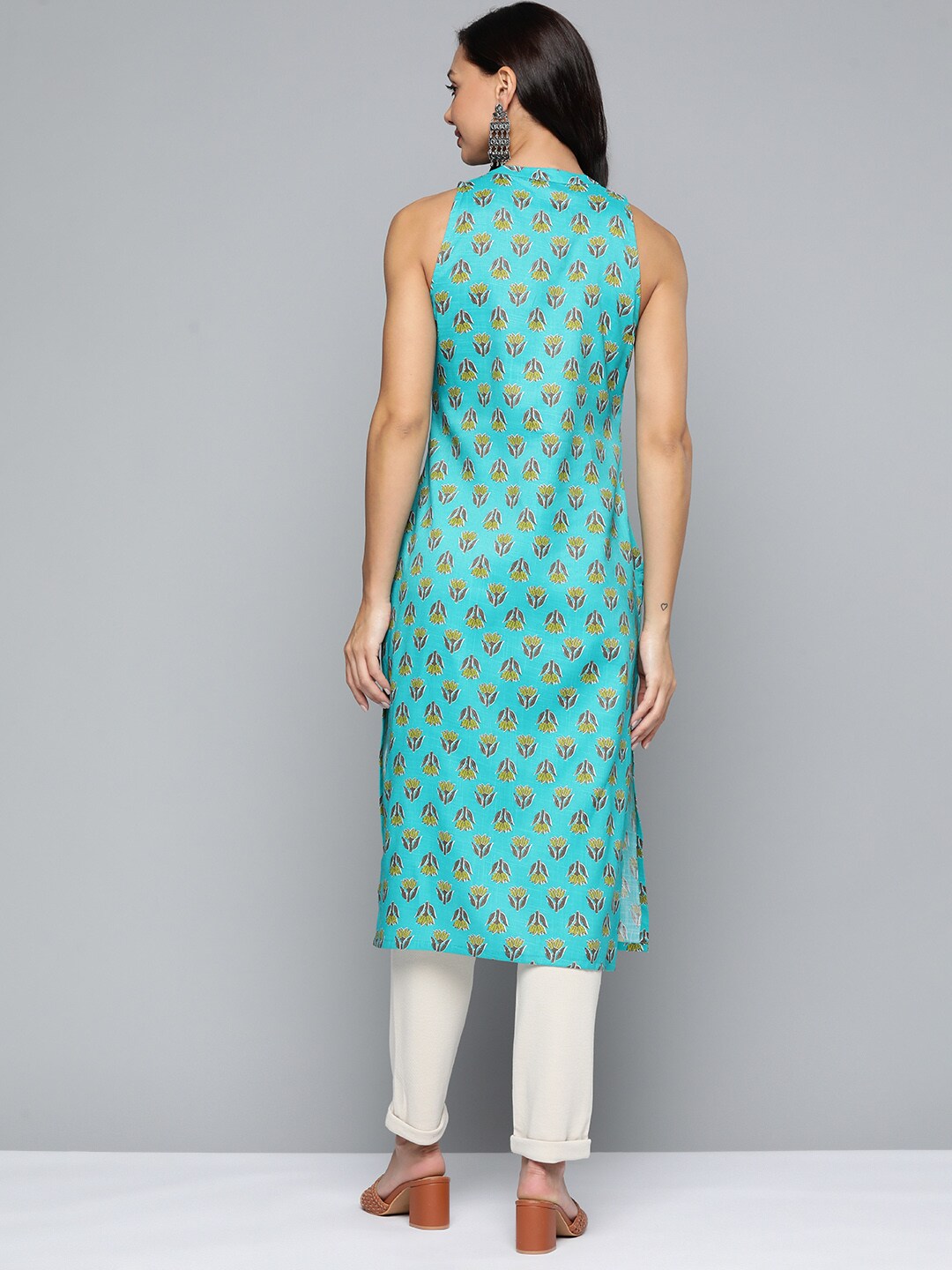 HERE&NOW Ethnic Motifs Printed Straight Kurta - Distacart