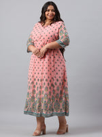 Thumbnail for Juniper Women`s Pink Georgette Printed Flared Dress - Distacart