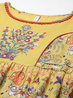 Thumbnail for Juniper Women Mustard Cambric Printed Tiered Dress - Distacart