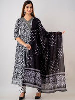 Thumbnail for Kalini Women Floral Printed Angrakha Pure Cotton Kurta with Trousers & With Dupatta - Distacart