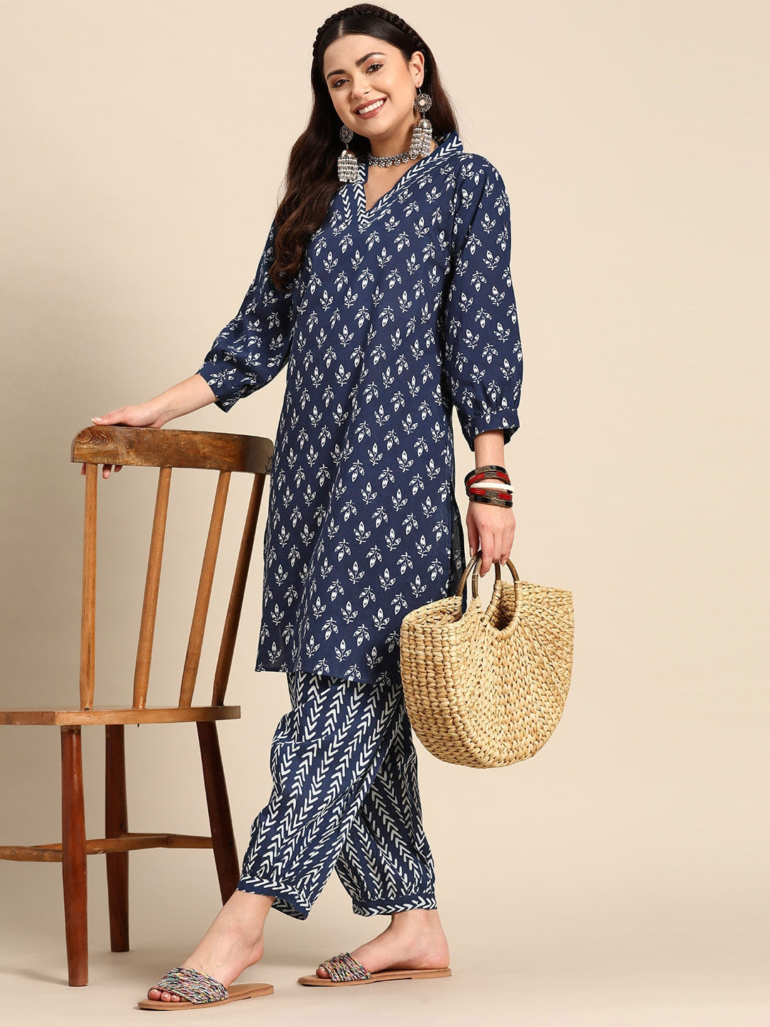 Sangria Floral Printed Regular Pure Cotton Kurta with Salwar - Distacart