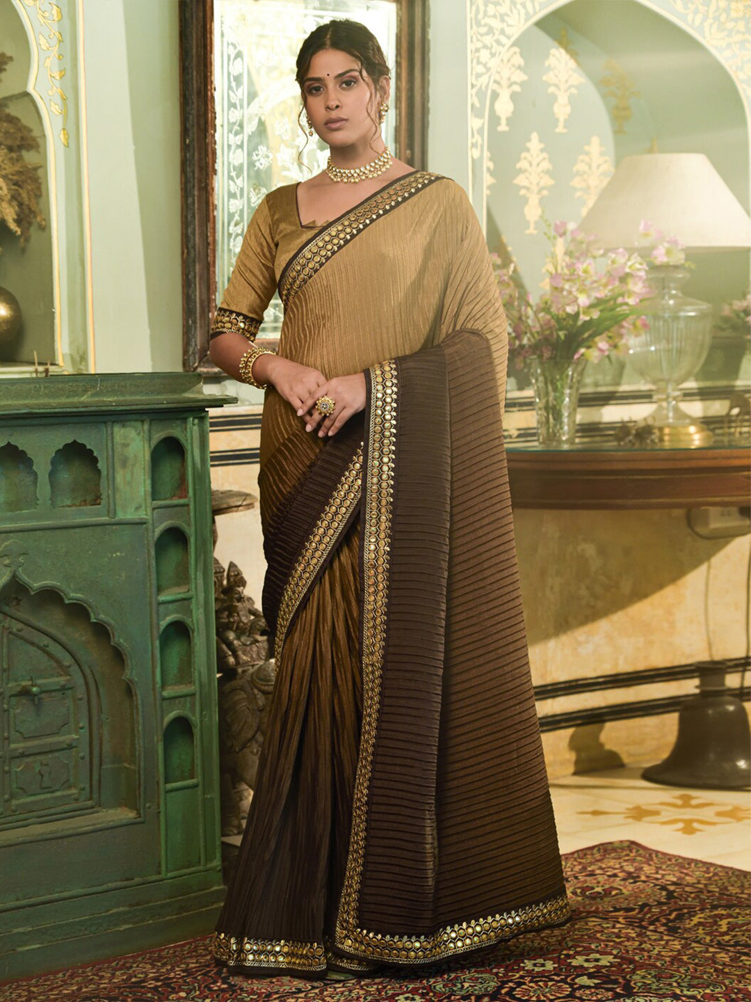 Kalini Ombre Dyed Embroidered Border Saree - Distacart